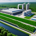 **

"A modern chemical factory with a waste treatment plant, showing clean water being released. Lush greenery surrounds the facility. Safe for work, appropriate content, fully clothed, professional, demonstrating environmental responsibility, perfect anatomy, natural proportions, high quality."

**