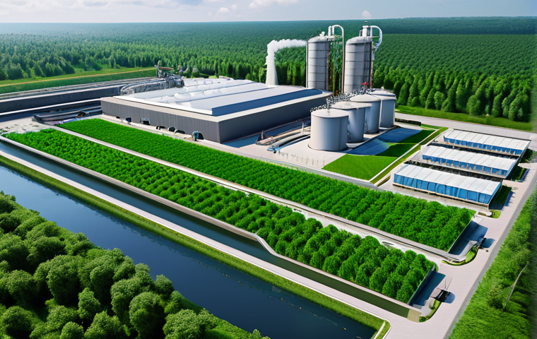 **

"A modern chemical factory with a waste treatment plant, showing clean water being released. Lush greenery surrounds the facility. Safe for work, appropriate content, fully clothed, professional, demonstrating environmental responsibility, perfect anatomy, natural proportions, high quality."

**