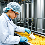 Food Processing**

A chemical engineer in a clean, modern food processing plant, wearing appropriate safety attire and a lab coat, inspecting food production machinery. Focus on quality control and optimization of the process. Safe for work, appropriate content, fully clothed, professional, perfect anatomy, natural proportions, high resolution.

**