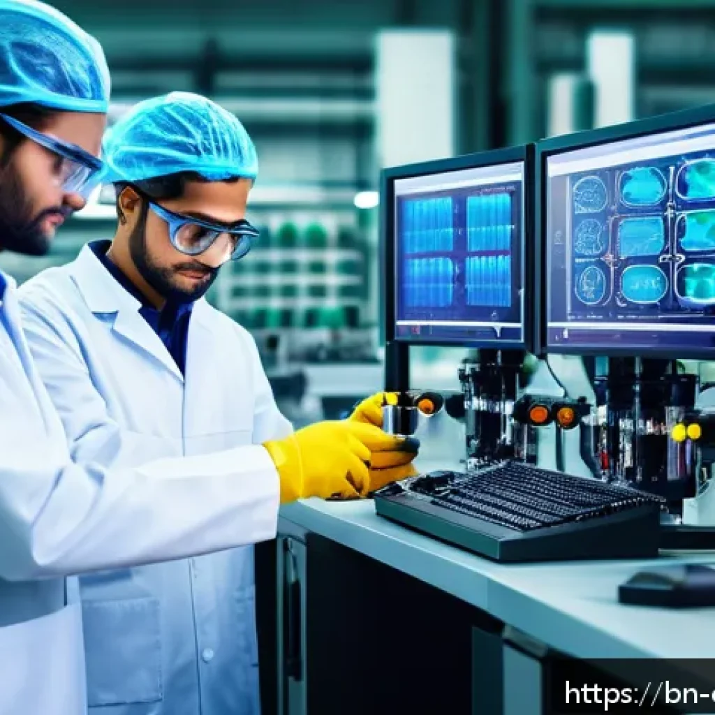 화학공학 취업 준비 - A modern chemical engineering laboratory scene featuring a diverse group of Bengali engineers wearin...