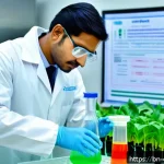Home 23 화학공학 친환경 기술 - A detailed laboratory scene showing a Bengali chemical engineer in professional attire working with ...